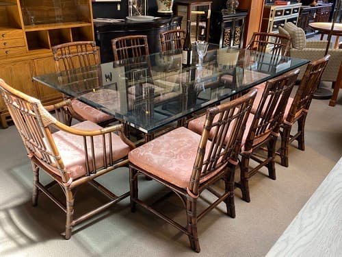 McGuire Dining Set Table 2 Arms 6 Sides Chairs - $1495