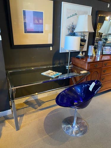 X Chrome Glass Desk - $399
Eros Swivel by Philippe Stark for Kartell “Royal” - $299