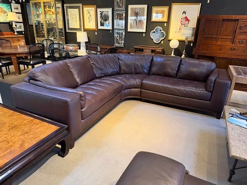 Nov Wk1 Natuzzi 3 Pieces Sectional 2 Corner 2 Bark Top Grain Leather Italy - $2195