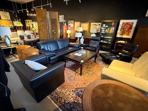 Feb wk1 Italian Leather Sofa - $1095
West Elm Leather Recliner Black Leather - $449
Tufted Chaise Lounge Nailed Trim Recliner - $399
Hickory Chair Ceylon Custom Cocktail Table Atelier Style - $299
Vintage c1970s Lounge Chair Black Leather - $499