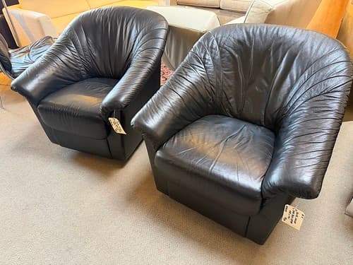 April Wk1 Swivel Lounge Chair Black Leather Italy - $299/ea