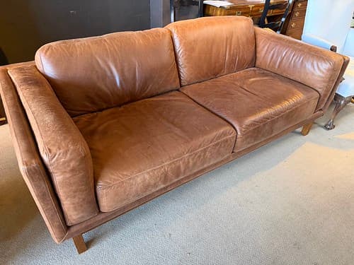 April Wk1 West Elm Brown Leather Sofa - $899